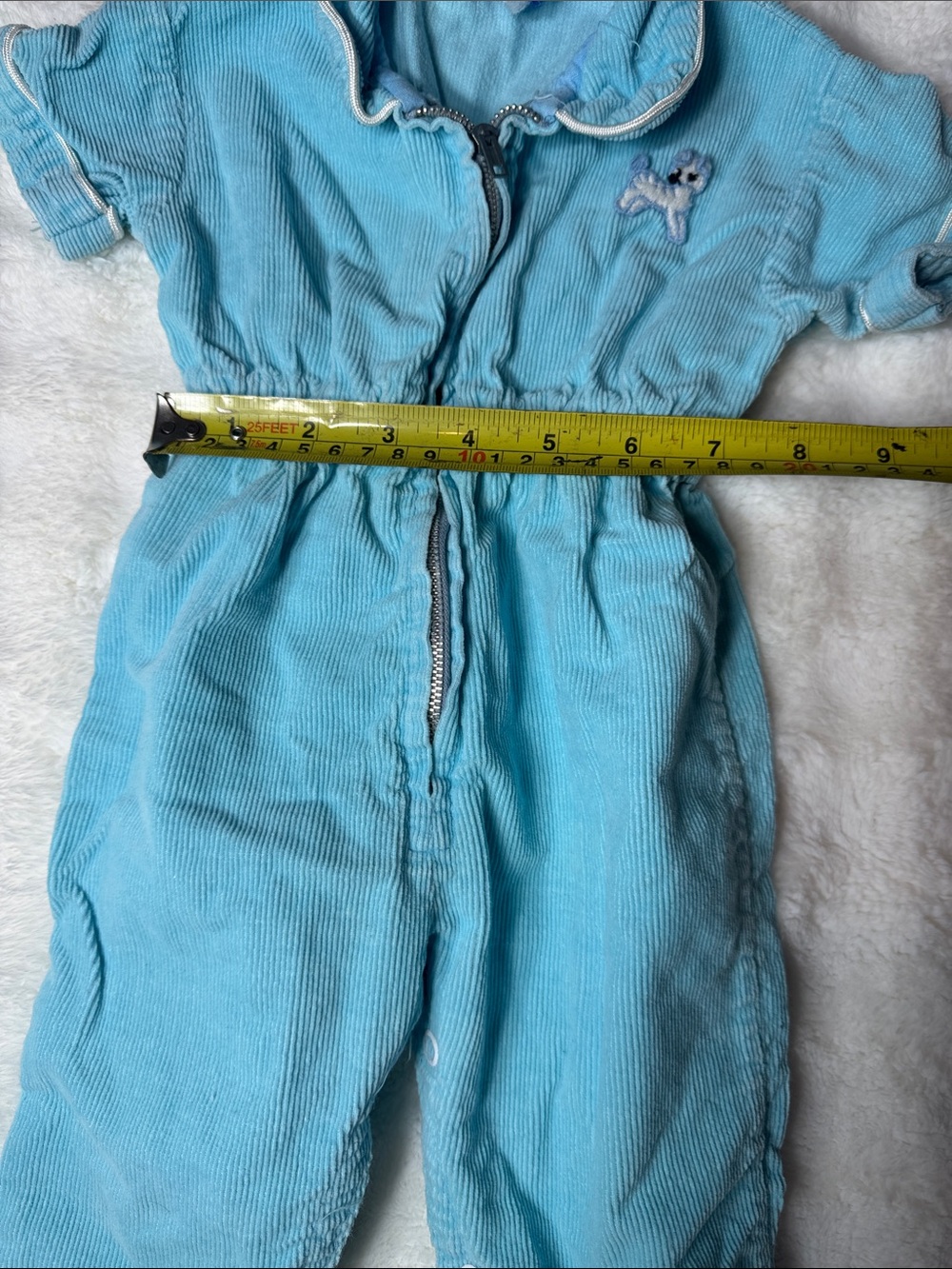Vintage Mineto Corduroy Jumper One Piece Baby Blue Zip Up 6-9 Months - Picture 8 of 13